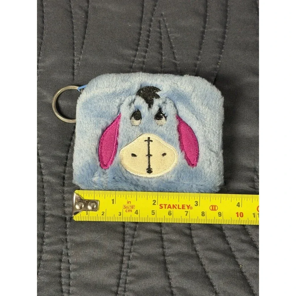 Disney Eeyore Plush Coin Purse Keychain Mini Zip Pouch Blue Winnie the Pooh